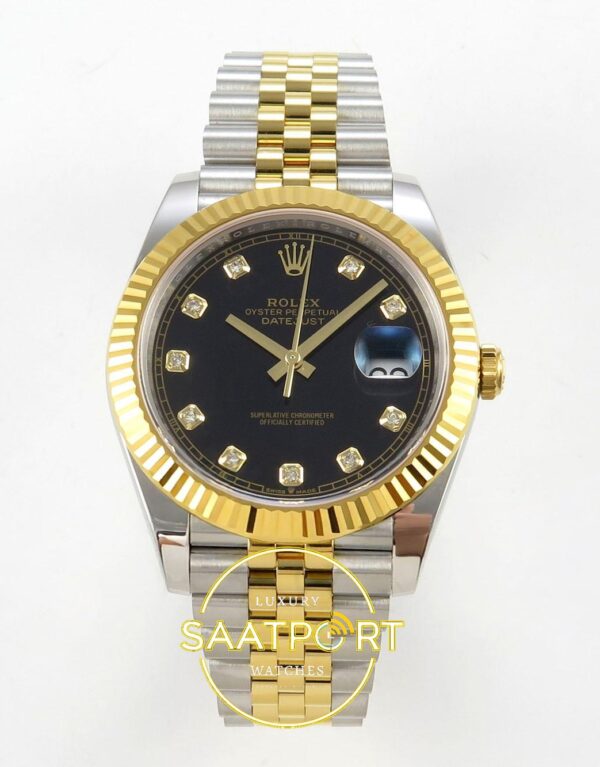 Rolex Datejust 41mm 126333 Black Diamonds Dial Jubilee VSF V3 Eta Saat karşıdan görünüm
