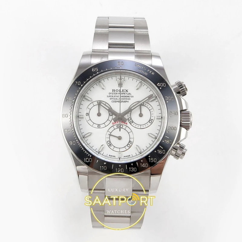 01-38 Rolex Daytona 40mm 126502 White QF Factory Eta Saat karşıdan görünüm