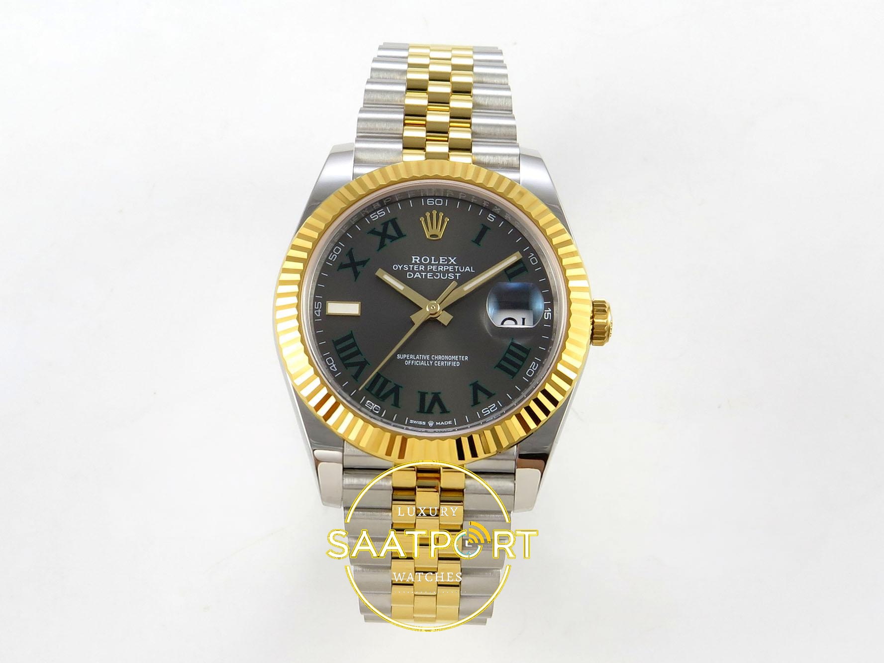 01-39 Rolex Datejust 41mm 126333 Gray Roman Dial Jubilee VSF V3 Eta Saat karşıdan görünüm