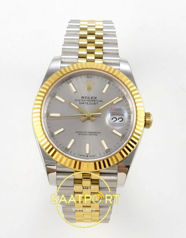 Rolex Datejust 41mm 126333 Silver Stick Dial Jubilee VSF V3 Eta Saat karşıdan görünüm