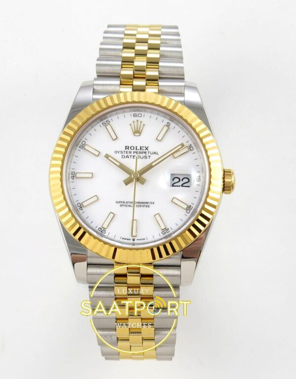 Rolex Datejust 41mm 126333 White Stick Dial Jubilee VSF V3 Eta Saat karşıdan görünüm