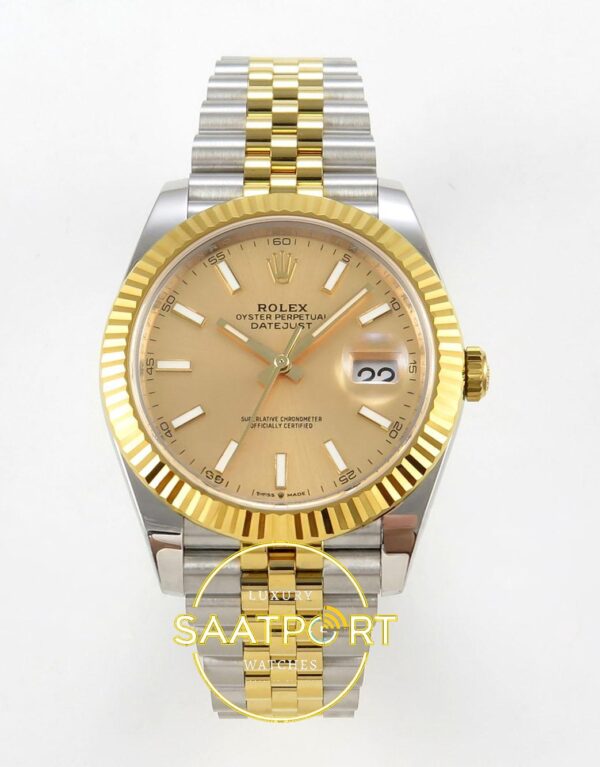 Rolex Datejust 41mm 126333 YG Stick Dial Jubilee VSF V3 Eta Saat karşıdan görünüm