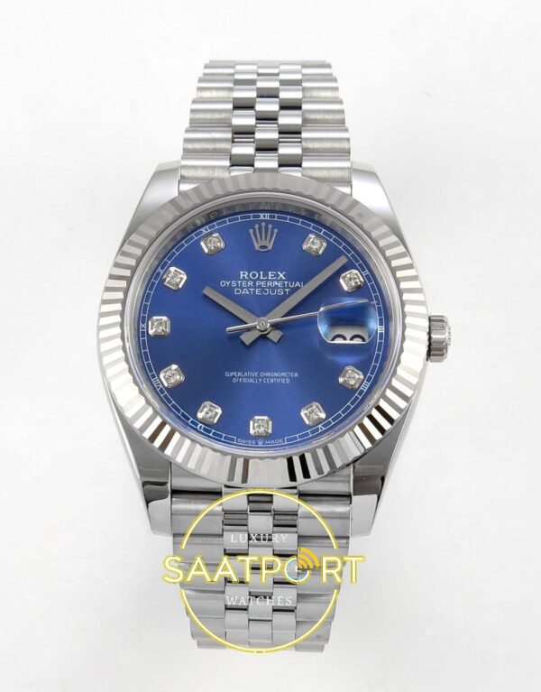 Rolex Datejust 41mm 126334 Blue Diamonds Dial Jubilee VSF V3 Eta Saat karşıdan görünüm
