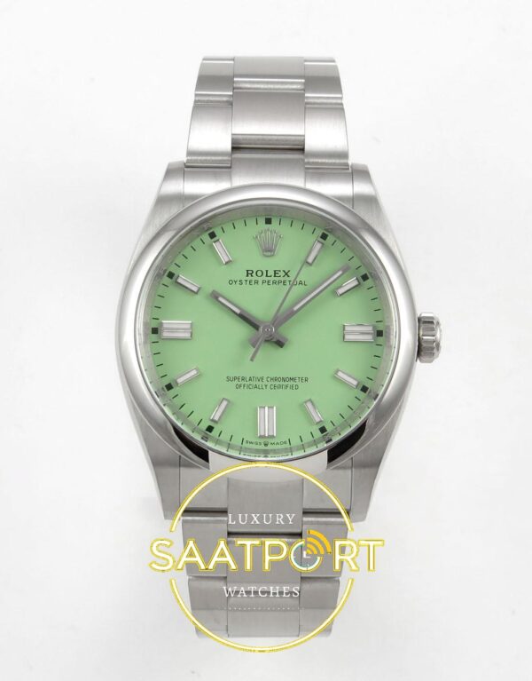Rolex Oyster Perpetual 36 126000 Avocado Dial VSF Factory Super Clone ETA karşıdan görünüm