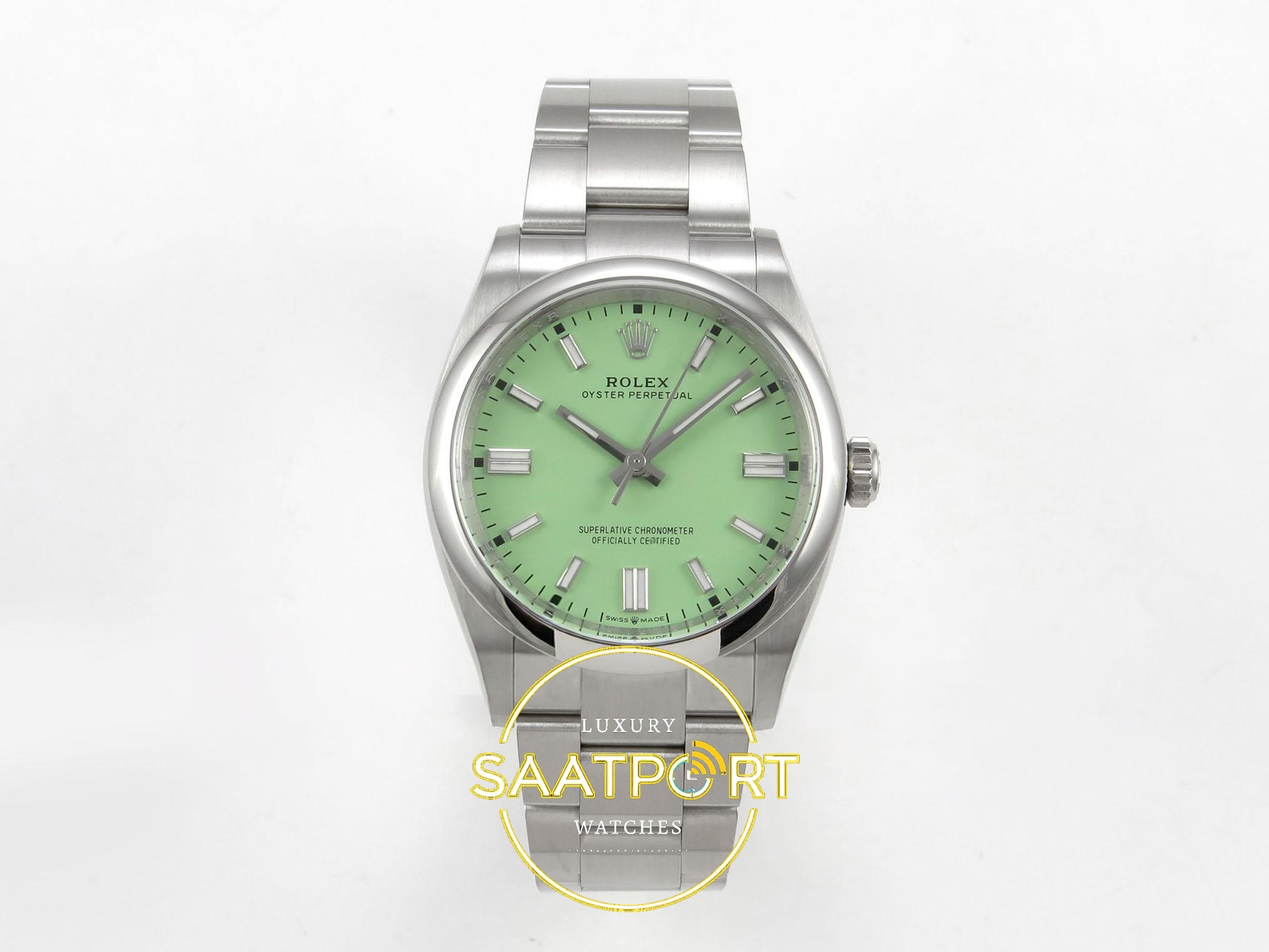 01-5 Rolex Oyster Perpetual 36 126000 Avocado Dial VSF Factory Super Clone ETA karşıdan görünüm