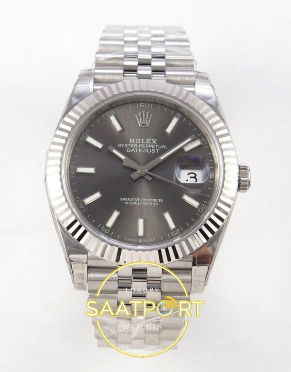 Rolex Datejust 41mm 126334 Gray Dial Jubilee VSF V3 Eta Saat karşıdan görünüm