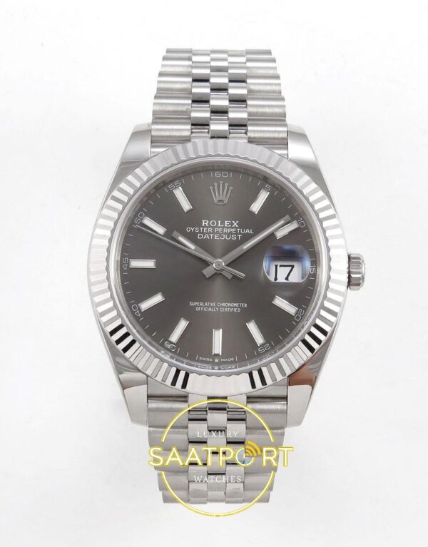 Rolex Datejust 41mm 126334 Gray Stick Dial Jubilee VSF V3 Eta Saat karşıdan görünüm