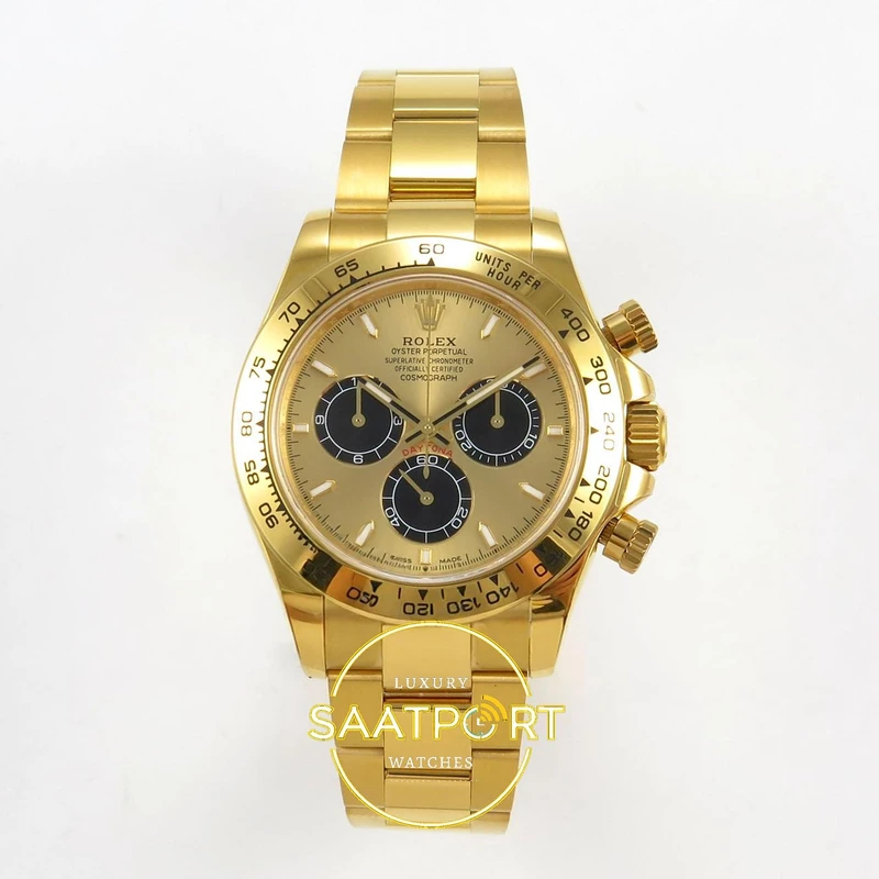 01-53 Rolex Daytona 40mm 126508 Yellow Gold Black Yellow Gold QF Factory Eta Saat karşıdan görünüm