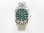 Rolex Datejust 41mm 126334 Green Textured Stick Dial Jubilee VSF V3 Eta Saat karşıdan görünüm
