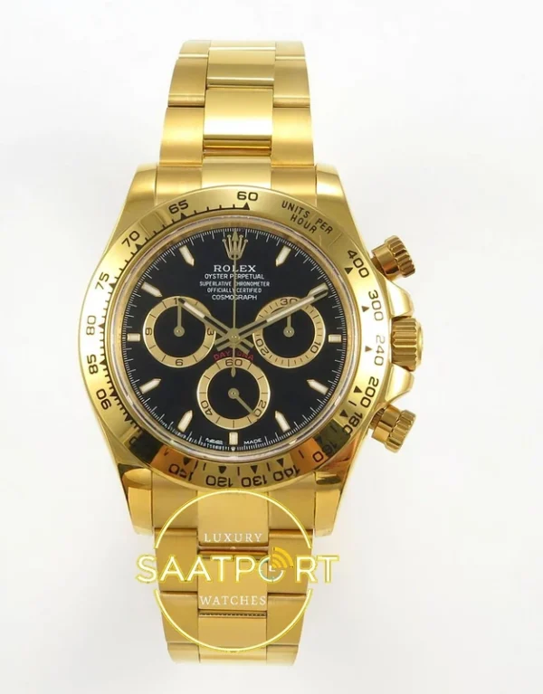Rolex Daytona 40mm 126508 Black Yellow Gold QF Factory Eta Saat karşıdan görünüm