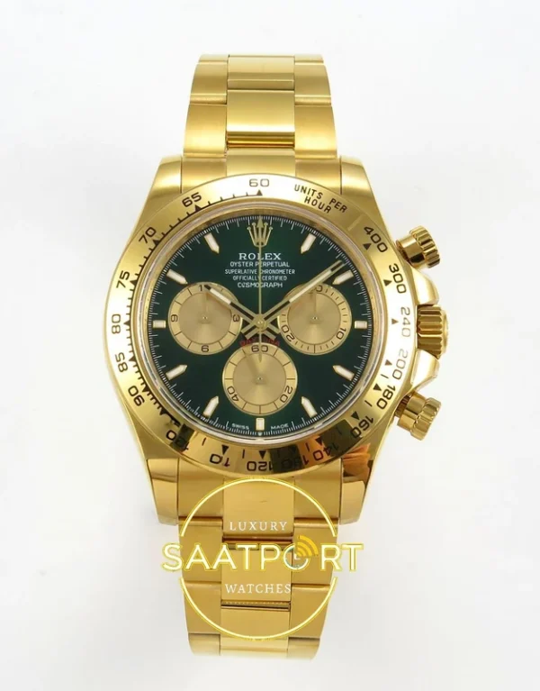 Rolex Daytona 40mm 126508 Green Yellow Gold QF Factory Eta Saat karşıdan görünüm
