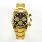 Rolex Daytona 40mm 126508 Black Yellow Gold Diamonds Yellow Gold QF Factory V2 Eta Saat karşıdan görünüm
