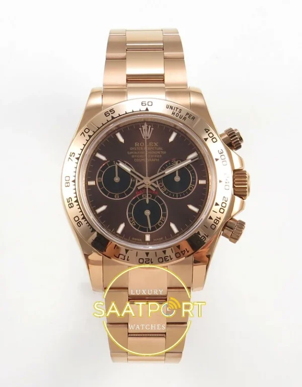 Rolex Daytona 40mm 126505 Brown Rose Gold QF Factory Eta Saat karşıdan görünüm