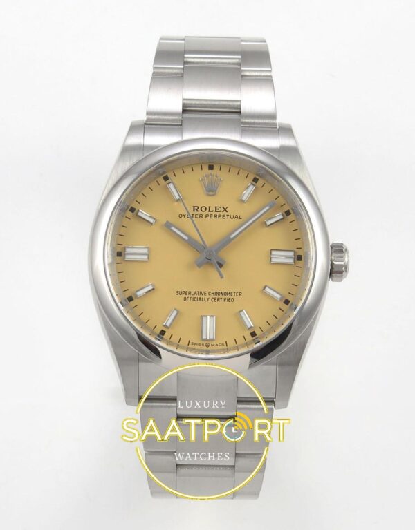 Rolex Oyster Perpetual 36 126000 Beige Dial VSF Factory Super Clone ETA karşıdan görünüm