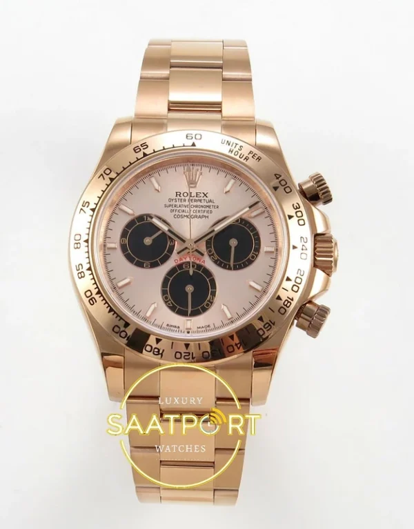 Rolex Daytona 40mm 126505 Rose Gold Black Rose Gold QF Factory Eta Saat karşıdan görünüm