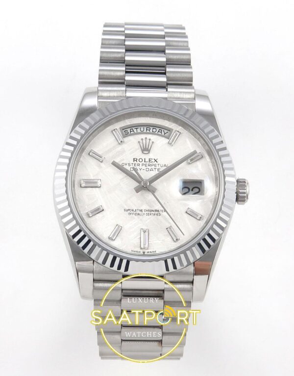 Rolex Day Date 228235 Meteorit Taşlı Kadran 40mm Eta Saat karşıdan görünüm
