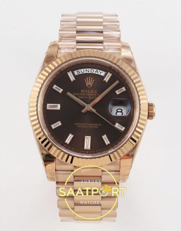Rolex Day Date 228235 Taşlı Gri Kadran 40mm VSF V3 Eta Saat karşıdan görünüm