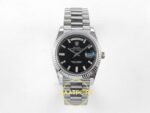 Rolex Day Date 228235 Taşlı Siyah Kadran 40mm Eta Saat karşıdan görünüm