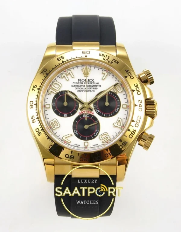 Rolex Daytona 40mm 116518 White Black Numeral QF Factory Eta Saat karşıdan görünüm
