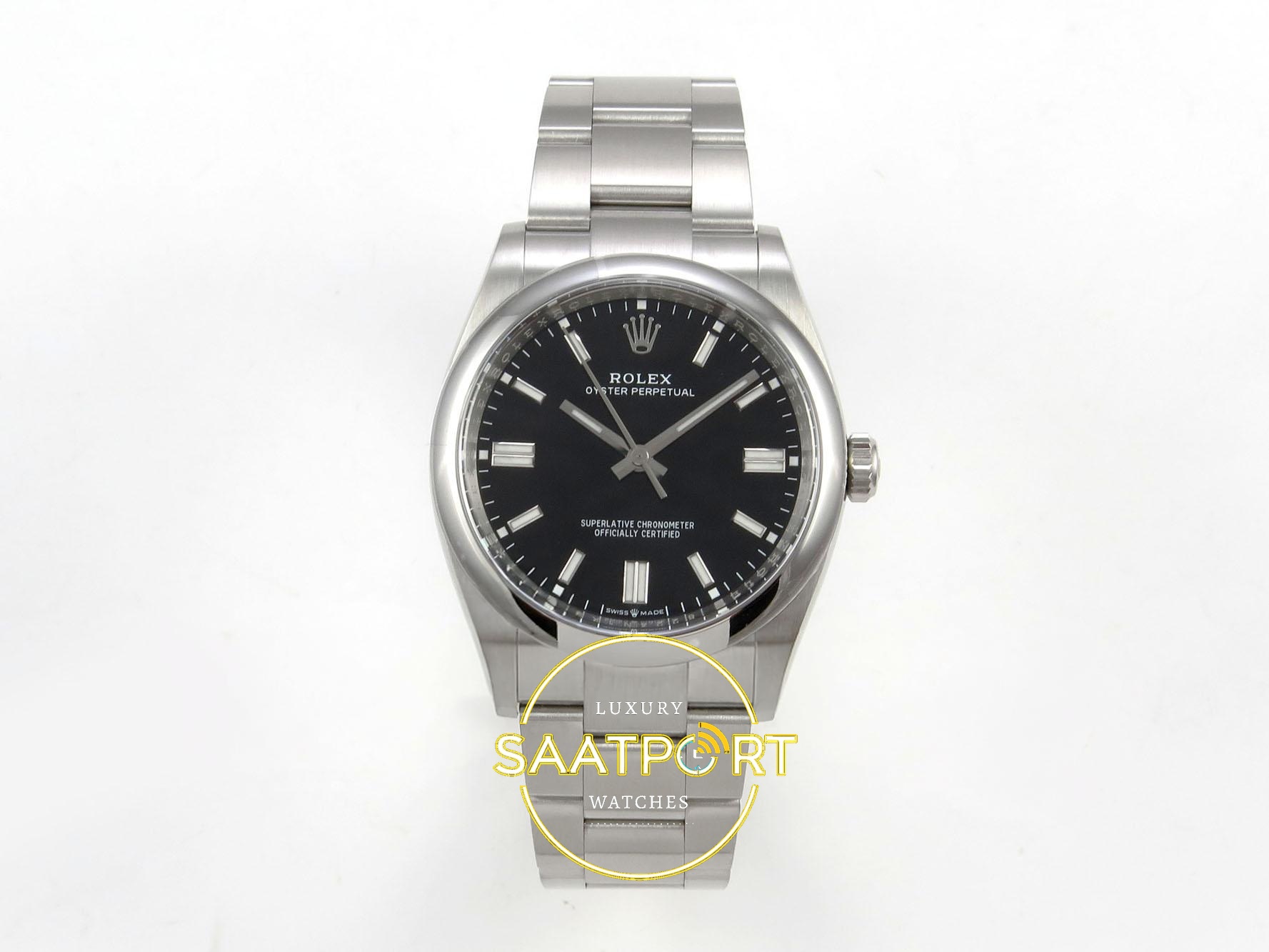01-7 Rolex Oyster Perpetual 36 126000 Black Dial VSF Factory Super Clone ETA karşıdan görünüm