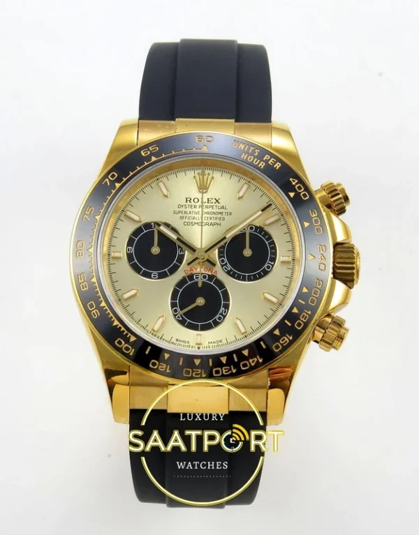Rolex Daytona 40mm 126518 Yellow Gold Black QF Factory V3 Eta Saat karşıdan görünüm