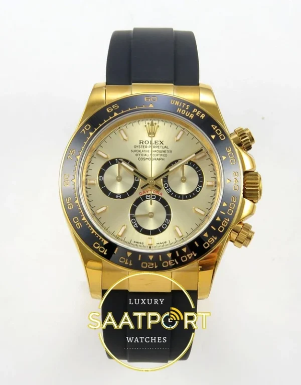 Rolex Daytona 40mm 126518 Yellow Gold QF Factory V2 Eta Saat karşıdan görünüm