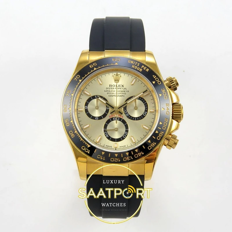 01-74 Rolex Daytona 40mm 126518 Yellow Gold QF Factory V2 Eta Saat karşıdan görünüm