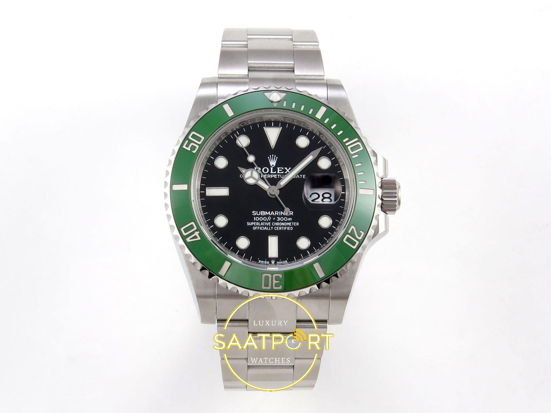01-80 Rolex Submariner 41mm 126610 LV Kermit VSF V4 Eta Saat karşıdan görünüm