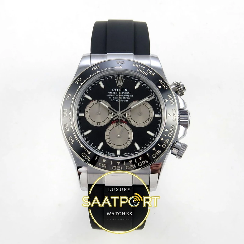 01-80 Rolex Daytona 40mm 126519 Black Silver QF Factory V3 Eta Saat karşıdan görünüm