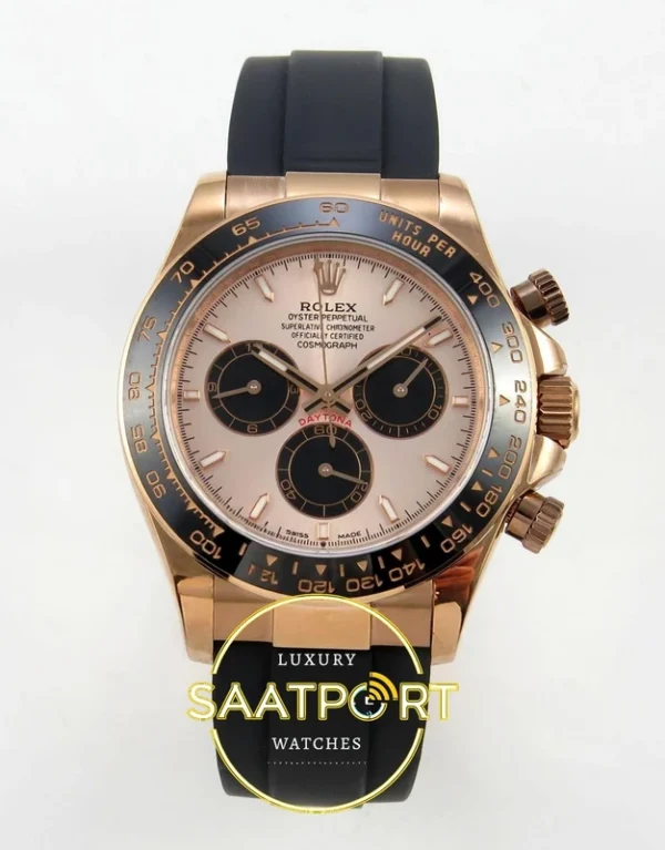 Rolex Daytona 40mm 126515 Rose Gold Black QF Factory V3 Eta Saat karşıdan görünüm