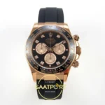 Rolex Daytona 40mm 126515 Black Rose Gold Diamonds QF Factory V2 Eta Saat karşıdan görünüm