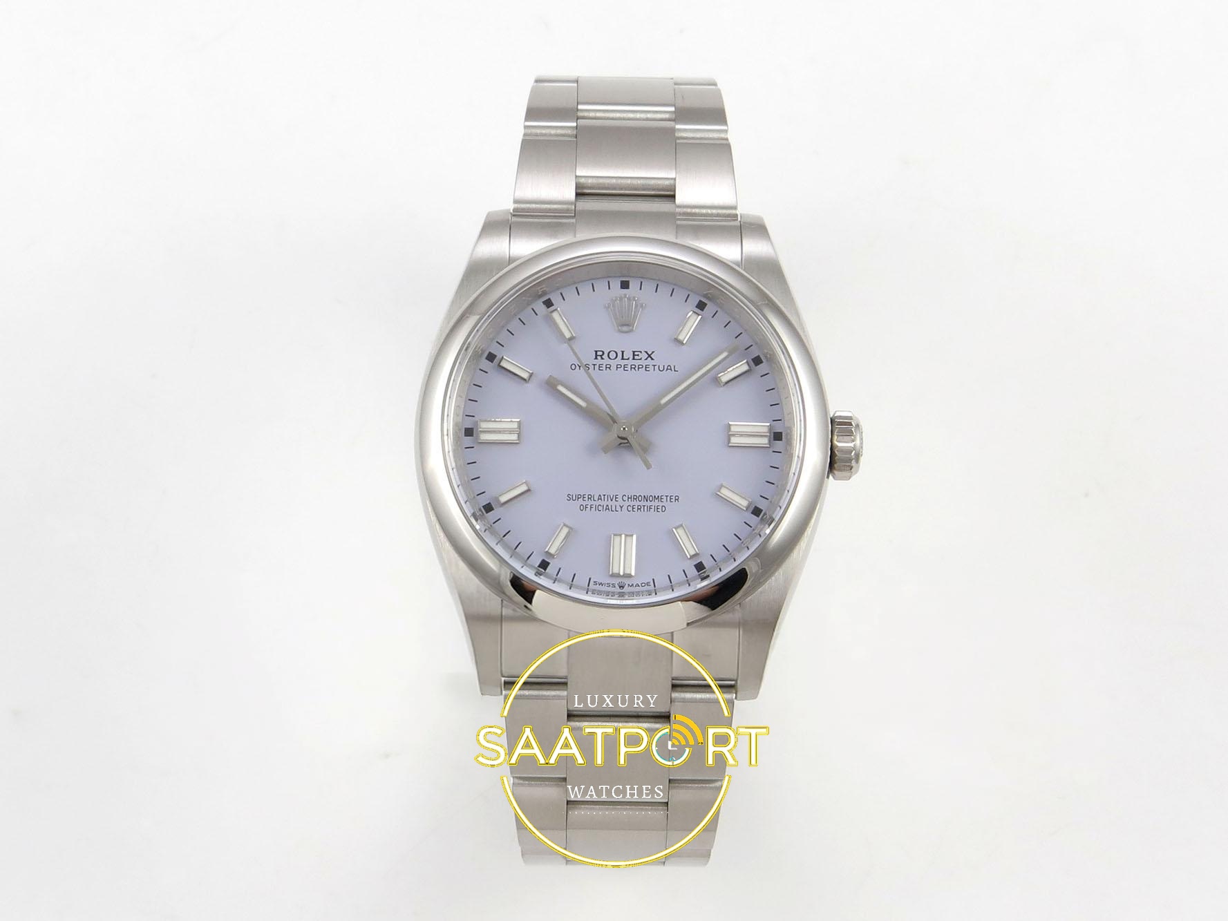 01-9 Rolex Oyster Perpetual 36 126000 Lavender Dial VSF Factory Super Clone ETA karşıdan görünüm