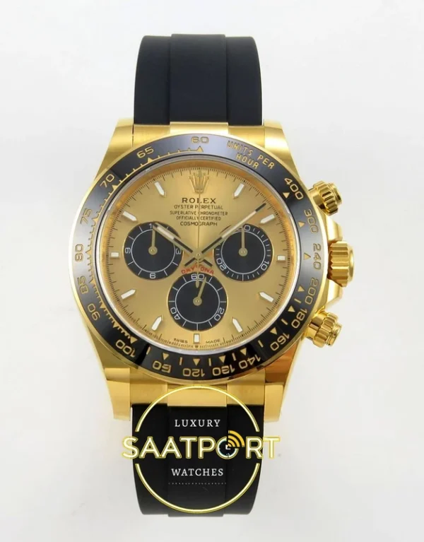 Rolex Daytona 40mm 126518 Yellow Gold Black BTF Factory Eta Saat karşıdan görünüm