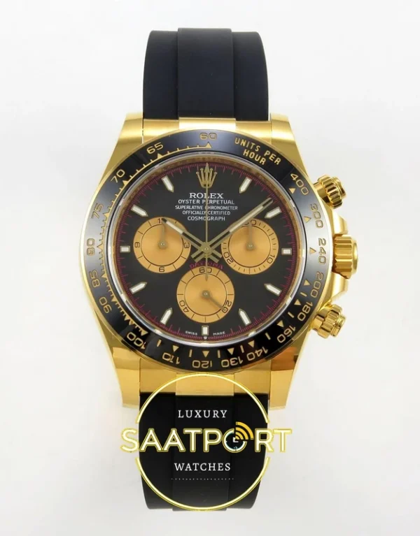 Rolex Daytona 40mm 126518 Black Yellow Gold BTF Factory Eta Saat karşıdan görünüm