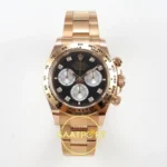 Rolex Daytona 40mm 126505 Black Silver Diamonds Rose Gold BTF Factory Eta Saat karşıdan görünüm