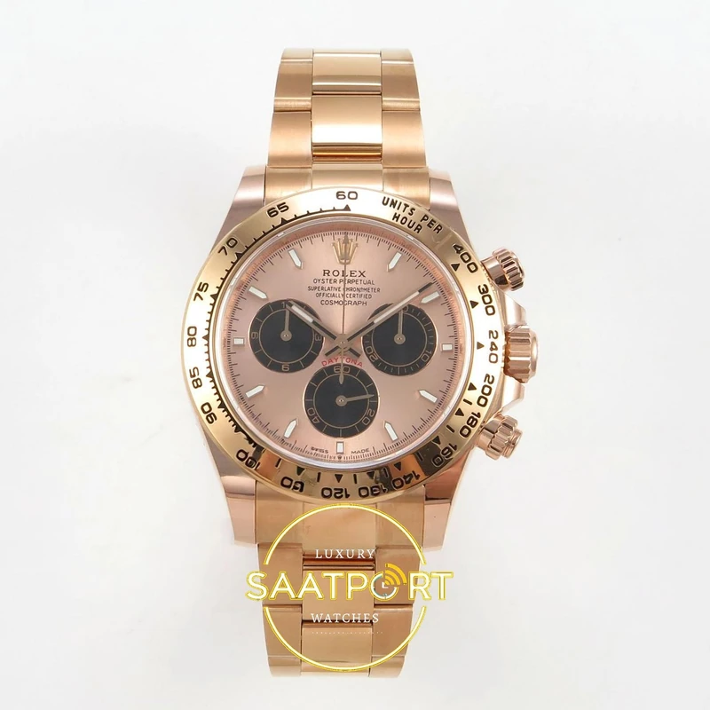 01-99 Rolex Daytona 40mm 126505 Rose Gold Black Rose Gold BTF Factory Eta Saat karşıdan görünüm