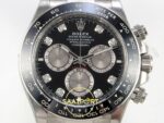 Rolex Daytona 40mm 126519 Black Silver Subdial Diamonds Oysterflex VF Factory Eta Saat yan görünüm