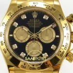Rolex Daytona 40mm 126508 Black Yellow Gold Diamonds Yellow Gold QF Factory V2 Eta Saat yan görünüm