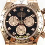 Rolex Daytona 40mm 126505 Black Rose Gold Diamonds Rose Gold QF Factory Eta Saat yan görünüm