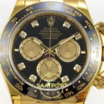 Rolex Daytona 40mm 126518 Black Yellow Gold Diamonds QF Factory Eta Saat yan görünüm
