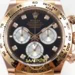 Rolex Daytona 40mm 126505 Black Silver Diamonds Rose Gold BTF Factory Eta Saat yan görünüm