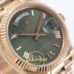 Rolex Day Date 128235 Yeşil Roma Rakamlı Kadran 36mm QF Eta Saat detay 4