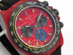 Rolex Daytona DIW Red Carbon Iron Man Red Dial Black Nylon Eta Saat detay 4