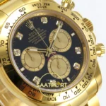 Rolex Daytona 40mm 126508 Black Yellow Gold Diamonds Yellow Gold QF Factory V2 Eta Saat detay 4