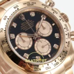 Rolex Daytona 40mm 126505 Black Rose Gold Diamonds Rose Gold QF Factory Eta Saat detay 4
