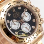 Rolex Daytona 40mm 126505 Black Silver Diamonds Rose Gold BTF Factory Eta Saat detay 4