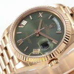 Rolex Day Date 128235 Yeşil Roma Rakamlı Kadran 36mm QF Eta Saat detay 5