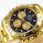 Rolex Daytona 40mm 126508 Black Yellow Gold Subdial QF Factory Eta Saat detay 5