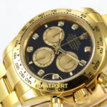 Rolex Daytona 40mm 126508 Black Yellow Gold Diamonds Yellow Gold QF Factory V2 Eta Saat detay 5