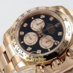 Rolex Daytona 40mm 126505 Black Rose Gold Diamonds Rose Gold QF Factory Eta Saat detay 5
